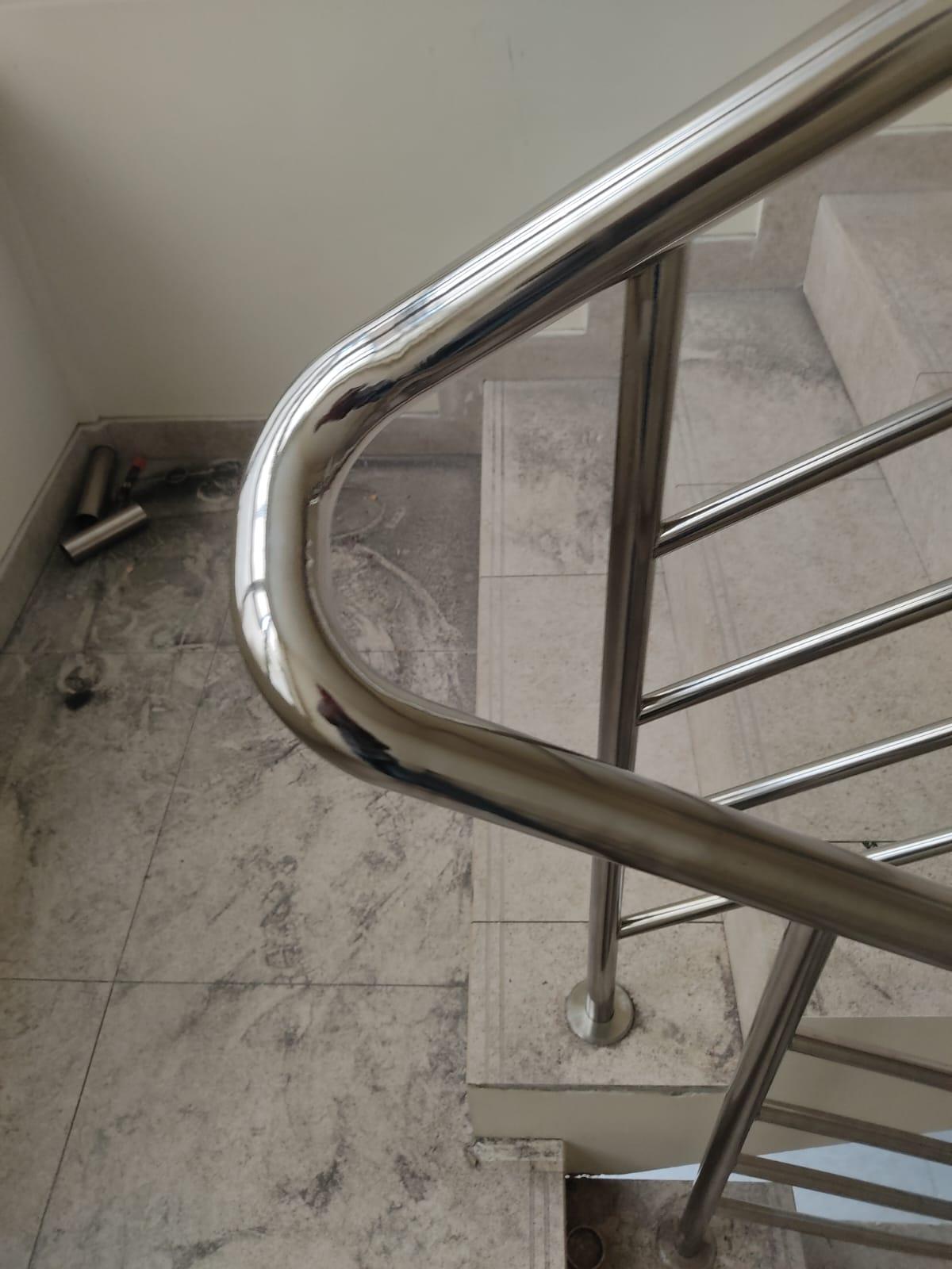 Stainless-steel staircase handrail